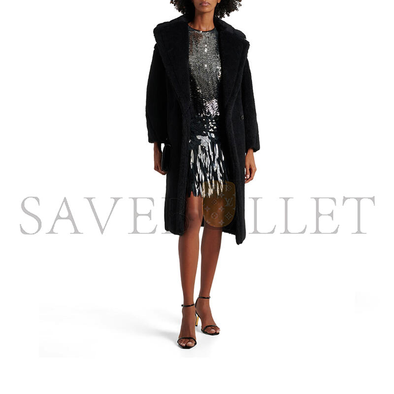 M*x M*ra teddy bear icon coat in alpaca and wool black 1016055206008